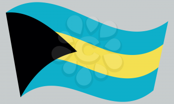 Bahamian national official flag. Patriotic symbol, banner, element, background. Correct colors. Flag of Bahamas waving on gray background, vector