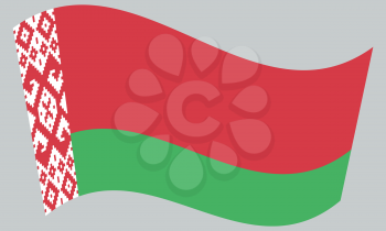 Belarusian national official flag. Patriotic symbol, banner, element, background. Correct colors. Flag of Belarus waving on gray background, vector