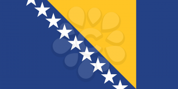Bosnian and Herzegovinian national official flag. Patriotic symbol, banner, element, background. Accurate dimensions. Flag of Bosnia and Herzegovina in correct size and colors, vector illustration