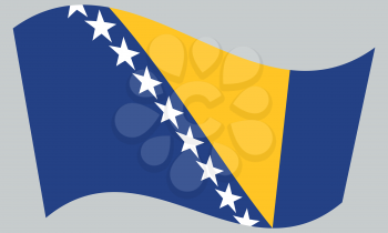 Bosnian and Herzegovinian national official flag. Patriotic symbol, banner, element, background. Correct colors. Flag of Bosnia and Herzegovina waving on gray background, vector