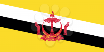 Bruneian national official flag. Patriotic symbol, banner, element, background. Accurate dimensions. Correct size, colors. Flag of Brunei in correct size and colors, vector illustration