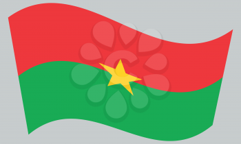 Burkina Faso national official flag. African patriotic symbol, banner, element, background. Correct colors. Flag of Burkina Faso waving on gray background, vector