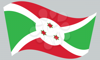 Burundian national official flag. African patriotic symbol, banner, element, background. Correct colors. Flag of Burundi waving on gray background, vector