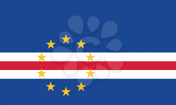 Cape Verdean national official flag. African patriotic symbol, banner, element, background. Accurate dimensions. Flag of Cape Verde in correct size and colors, vector illustration