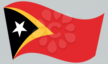 East Timorese national official flag. Patriotic symbol, banner, element, background. Correct colors. Flag of East Timor waving on gray background, vector