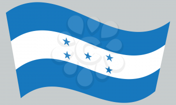 Honduran national official flag. Republic of Honduras patriotic symbol, banner, element, background. Correct colors. Flag of Honduras waving on gray background, vector