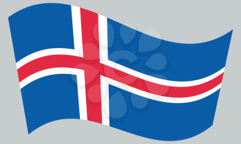 Icelandic national official flag. Patriotic symbol, banner, element, background. Correct colors. Flag of Iceland waving on gray background, vector