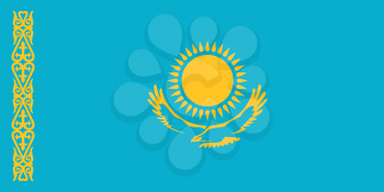 Kazakhstani national official flag. Patriotic symbol, banner, element, background. Accurate dimensions. Flag of Kazakhstan in correct size and colors, vector illustration