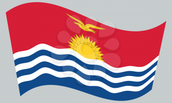 Kiribati national official flag. Patriotic symbol, banner, element, background. Correct colors. Flag of Kiribati waving on gray background, vector