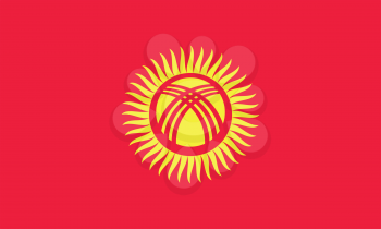 Kyrgyzstani national official flag. Patriotic symbol, banner, element, background. Accurate dimensions. Flag of Kyrgyzstan in correct size and colors, vector illustration