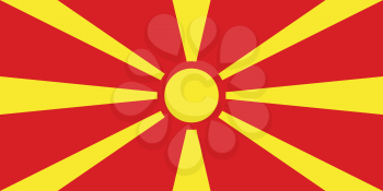 Macedonian national official flag. Patriotic symbol, banner, element, background. Accurate dimensions. Flag of Macedonia in correct size and colors, vector illustration