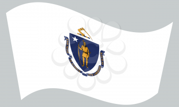 Massachusettsan official flag, symbol. American patriotic element. USA banner. United States of America background. Flag of the US state of Massachusetts waving on gray background, vector