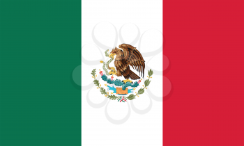 Mexican national official flag. Patriotic symbol, banner, element, background. Accurate dimensions. Flag of Mexico in correct size and colors, vector illustration