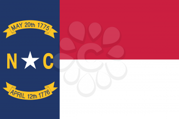 North Carolinian official flag, symbol. American patriotic element. USA banner. United States of America background. Flag of the US state of North Carolina in correct size, colors, vector illustration
