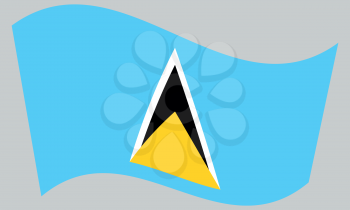 Saint Lucian national official flag. Patriotic symbol, banner, element, background. Correct colors. Flag of Saint Lucia waving on gray background, vector
