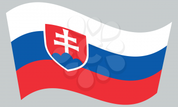 Slovakian national official flag. Patriotic symbol, banner, element, background. Correct colors. Flag of Slovakia waving on gray background, vector