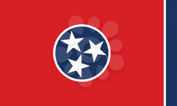 Tennessean official flag, symbol. American patriotic element. USA banner. United States of America background. Flag of the US state of Tennessee, correct size, proportions, colors, vector illustration