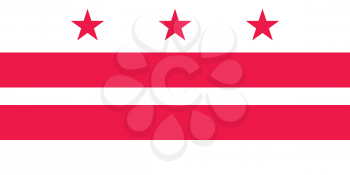 Washington, D.C. official flag, symbol. American patriotic element. USA banner. United States of America background. Flag of the District of Columbia in correct size and colors, vector illustration