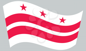 Washington, D.C. official flag, symbol. American patriotic element. USA banner. United States of America background. Flag of the District of Columbia waving on gray background, vector