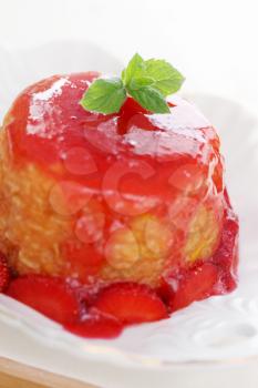 Summer dessert with apples oranges and strawberries