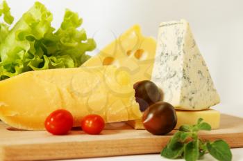 Still life of different types of cheese