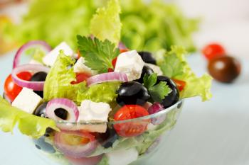 Greek salad with tomatoes olives and cheese