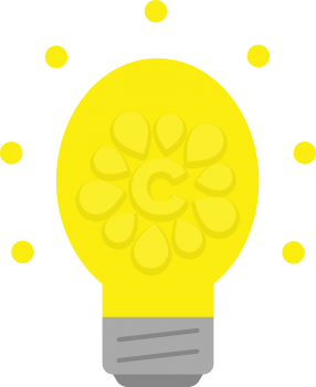 Vector yellow light bulb glowing.