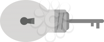 Vector grey light bulb with keyhole and key.