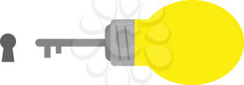 Grey vector keyhole and yellow light bulb key.