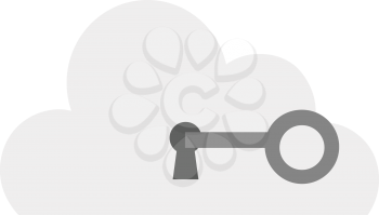Vector grey key unlocking cloud symbol.