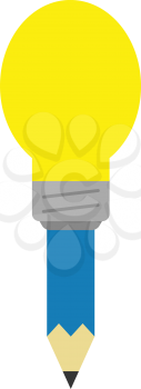 Vector blue pencil with yellow light bulb tip.