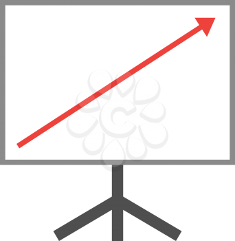 Vector white board with red arrow pointing up.