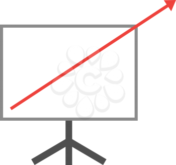 Vector white board with red arrow pointing way up.