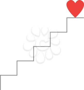 Vector red heart on top of stairs.
