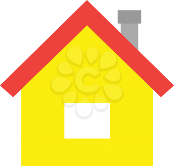 Red roofed yellow vector house icon with window