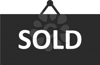 Vector black shop hanging sign with text sold.