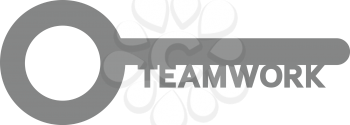 Vector grey key with word teamwork.