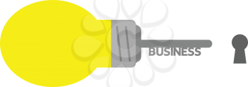 Vector yellow light bulb with business key.