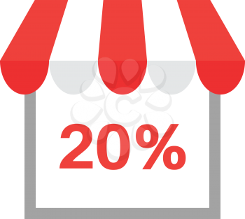 Vector shop or store icon with red 20 percent.