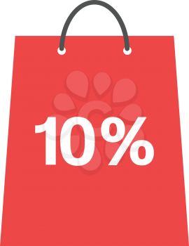 Vector red shopping bag with white 10 percent.