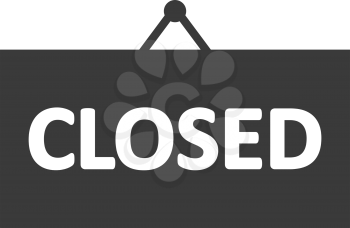Vector black hanging sign with text closed.