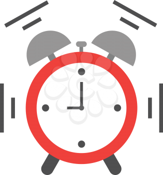 Vector of an alarm clock shaking and ringing at 9:00.