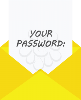 Vector paper with your password in yellow envelope.