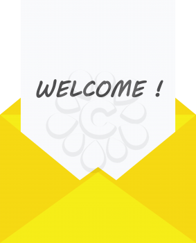 Vector paper with welcome in yellow envelope.