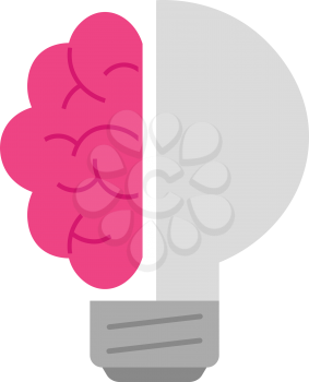 Vector pink brain and grey light bulb.