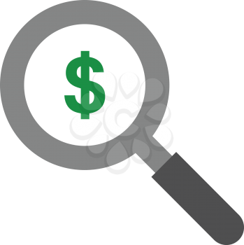 Vector grey magnifier with green dollar symbol