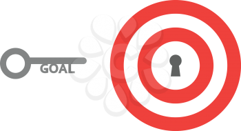 Vector red and white bullseye with goal key.