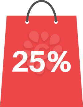 Vector red shopping bag with white 25 percent.