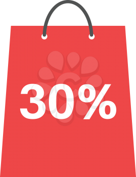 Vector red shopping bag with white 30 percent.