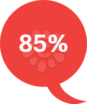 Vector circle speech bubble with 85 percent.